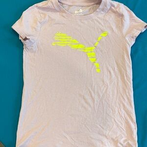Puma Light Pink Tee with Neon Yellow Logo